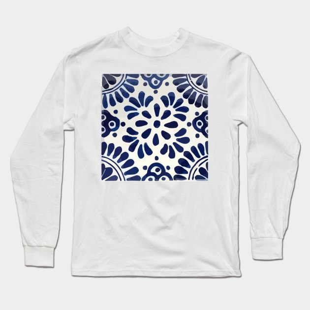 Blue Tile Talavera Long Sleeve T-Shirt by T-Mex